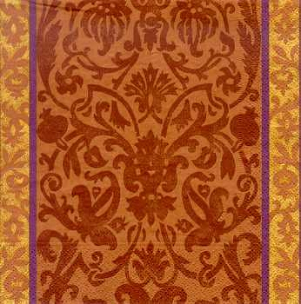 Serviette Schnörkel, braun-gold, Rarität